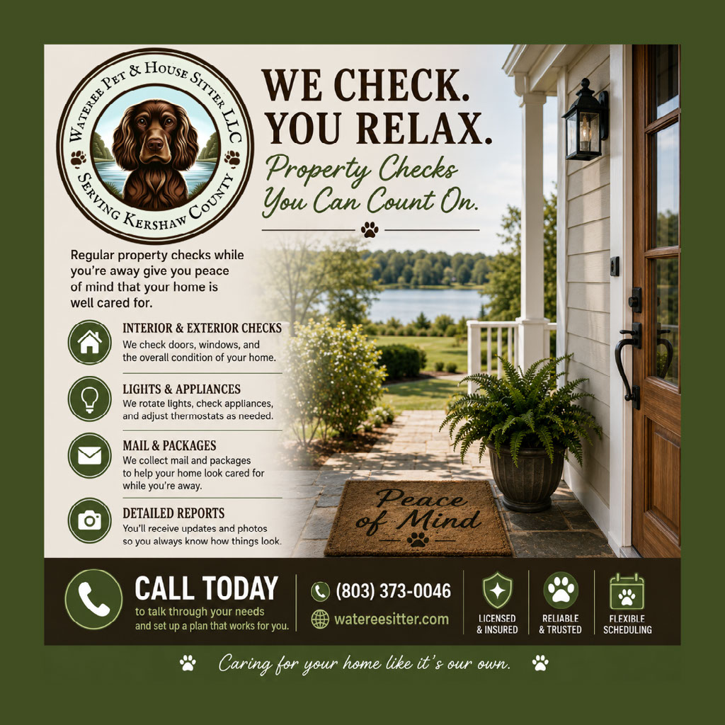 Front of a Camden, South Carolina home during a house-only property check visit